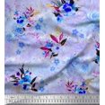 thumbnail image 1 of Soimoi Tissu Poly Georgette Imprimé Feuilles & Roses Tissu de Couture au Mètre 52 Pouces de Large, 1 of 3