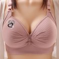 thumbnail image 2 of VEKDONE Woman's Printing Gathered Together Large Size Daily Bra Underwear No Rims Pink XXXL, 2 of 4
