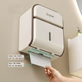 thumbnail image 4 of Vrorvz Wall Mounted Tissue Organizer with Double Layer Storage Shelf and Cell Phone Holder No Punch Waterproof Toilet Paper Dispenser Multi Function Bathroom Organizer for Home and Public Spaces, 4 of 6