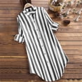 thumbnail image 4 of Ovbmpzd Women Shirts Striped Linen Black Long Sleeve Plus Size Button Down Shirts Collared Work Spring Tops for Women 5XL, 4 of 5