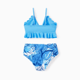 thumbnail image 4 of PatPat Family Matching Tropical Leaf Print Blue Swim Trunks or 2 Pieces Bikini Swimsuit, 4 of 7