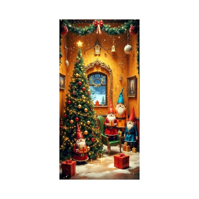 Qiulaii 3 Pcs Rideau de Porte Festif Père Noël - Décoration de Fête pour Porte d'Entrée et Mur, Tissu Polyester Durable, Installation Facile Décoration Intérieure Extérieure 35*71 Po