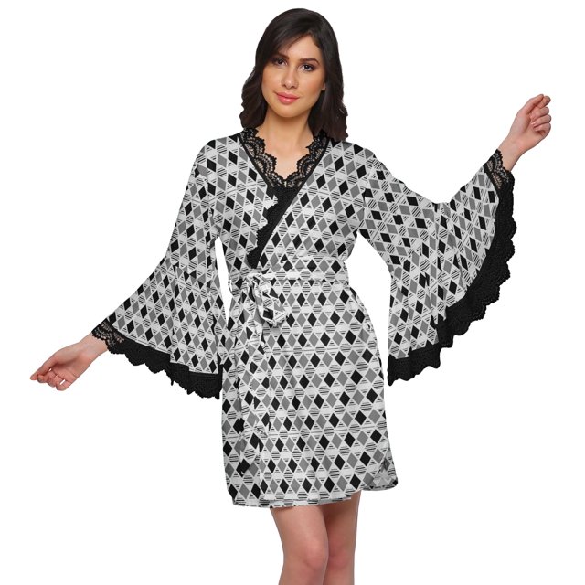 Moomaya Printed Robe For Women Dressing Gown Short Cotton Summer Bathrobe