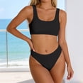thumbnail image 2 of Rugged Ribbed Two Piece Bikini Set Featuring Wide Strap Top and Mid Waist Swimwear For All Seasons Beachwear, 2 of 5