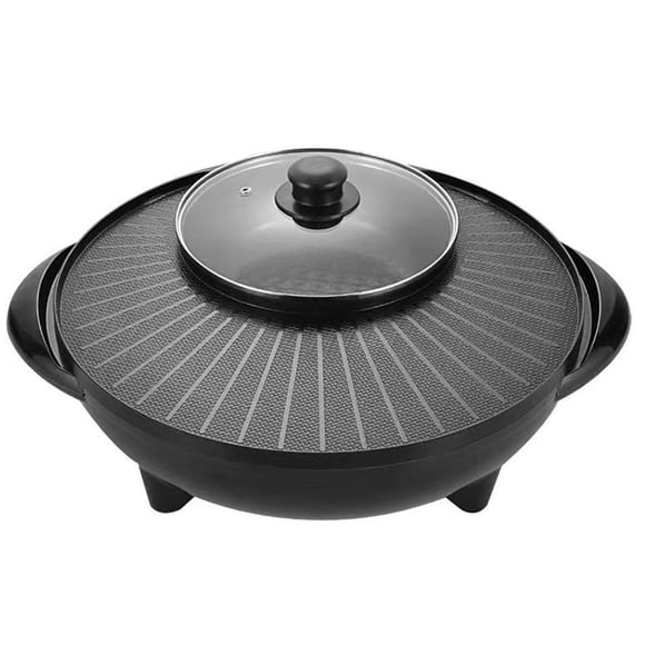 Rongfmy Gril Électrique et Fondue Chinoise, Gril Teppanyaki Intérieur pour la Famille Intérieur Extérieur 34 cm