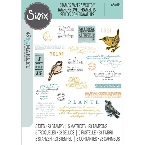 Sizzix A5 Clear Stamps With Framelits Die By 49 And Market-Bird Song