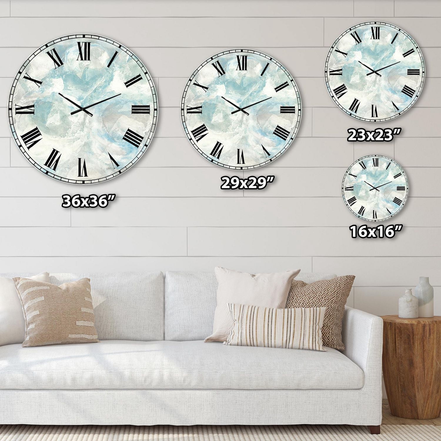 Designart Nuance bleu pâle III horloge murale