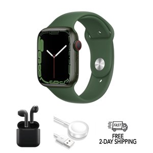 Rénovés Apple montre Series 7 Aluminium 41mm A2473 (GPS Uniquement, sans cellules) Vert avec des écouteurs sans fil