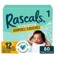 thumbnail image 1 of Rascals Premium Absorbent Baby Diapers, Size 1, Small Carton, 80 Count, 1 of 9