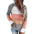 thumbnail image 1 of Women Casual Sweater Rib Knitted Long Sleeve Loose Fitting Pullover Hooded Drawstring Sweater, 1 of 6