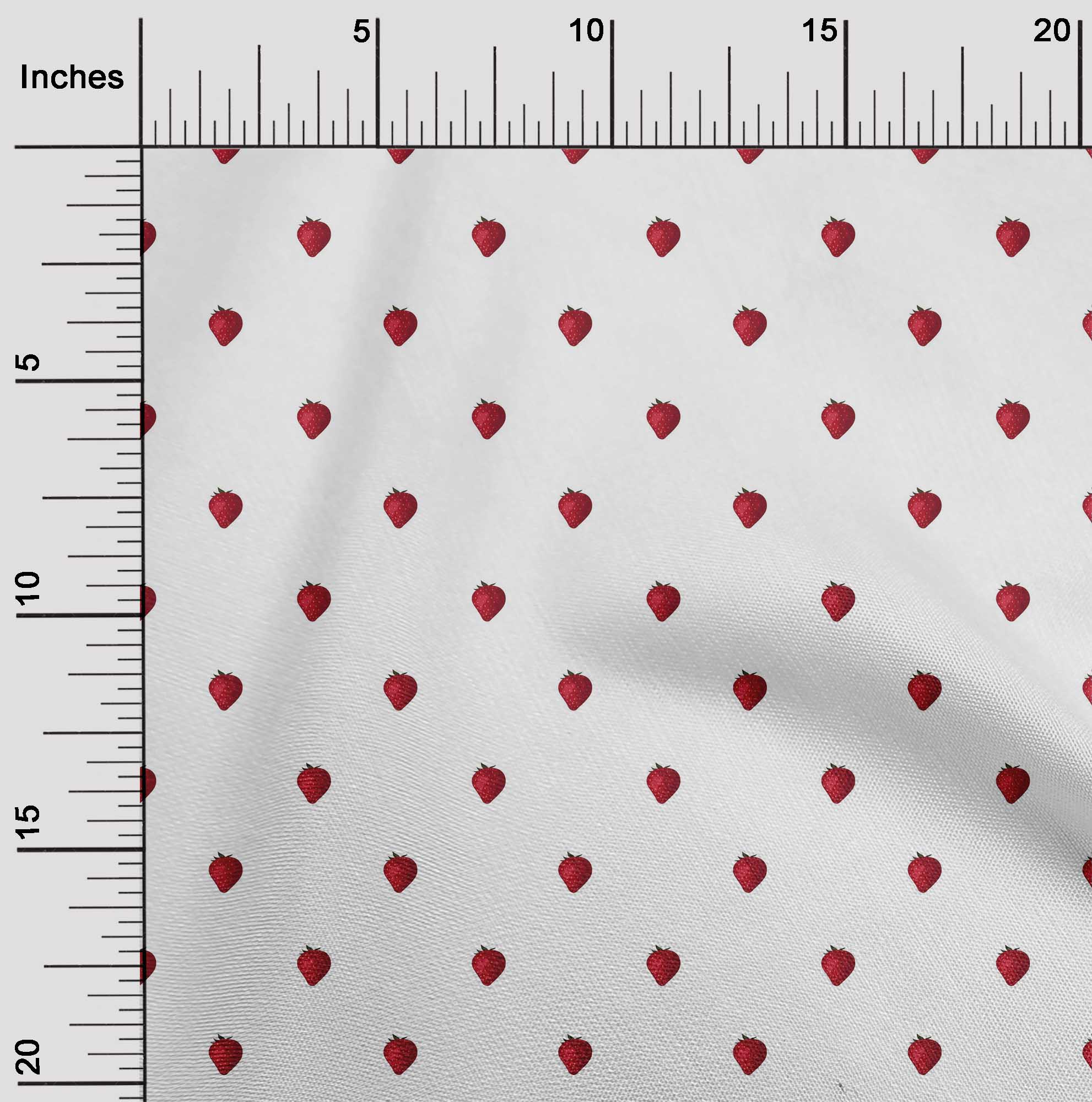oneOone Tissu Polyester Lycra Tissu d'Artisanat Imprimé Fraise Fruit BTY 56 Pouces de Large