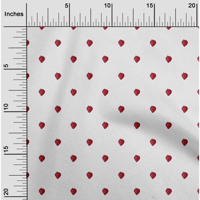 oneOone Tissu Popeline de Coton Imprimé Fraise BTY 42 Pouces de Large