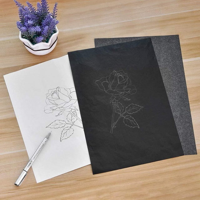 Cagogo under $5 Transfer Paper, 50 Sheets Transfer Paper Graphite Carbon Coated Paper, A4 Size 21x29.7cm Tracing Copy Paper for Arts Crafts, Reusable Carbon Paper for Woodworking Drawing