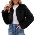 thumbnail image 2 of LSLJS Manteau Long Chaud en Fausse Fourrure pour Femmes, Veste d'Hiver à Col en V, 2 of 9