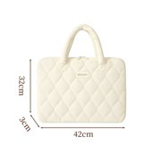 Nestbag Beige Quilted Laptop Bag, 16 Inch Padded Laptop Sleeve with Handle, Water Resistant Nylon Laptop Case for Women Men, Shockproof Computer Bag for Work Travel School