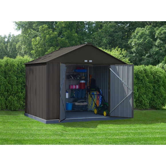 EZEE Shed Steel Storage 10 x 8 ft. Galvanized Extra High Gable Charcoal