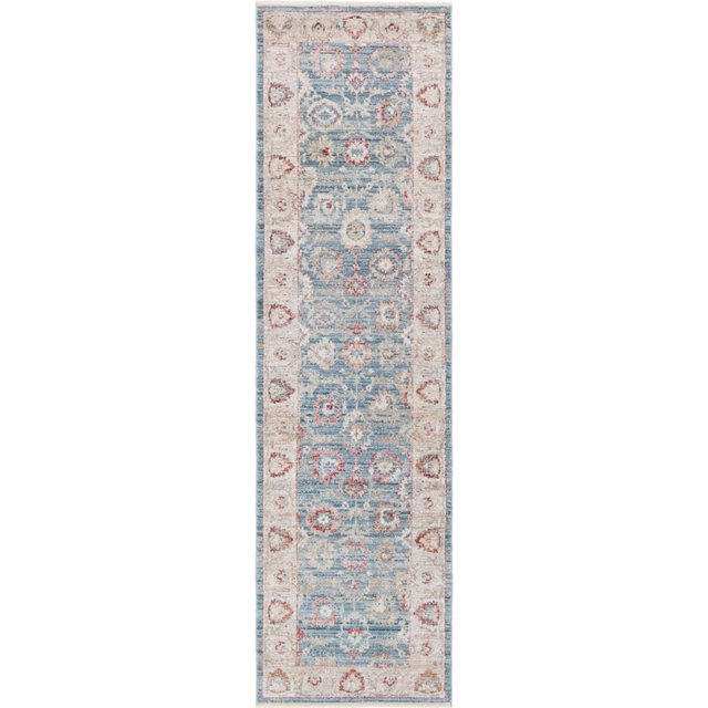 Unique Loom Noble Zone Frontière Botanique Tapis 2' 7 x 10' Coureur Bleu/beige