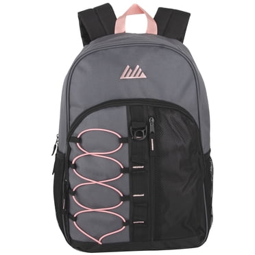 Summit Ridge Single Multi-Pocket Bungee Cord Backpack for Travel and Commuting in Grey
