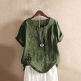 thumbnail image 2 of Birdeem Femmes Manches Courtes Décontracté Col Rond Imprimé Ample Bouton Tunique Chemise Blouse Hauts, 2 of 5