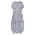 thumbnail image 1 of Kcodviy Robe Maxi Longue Décontractée à Pois pour Femmes, Imprimé, Manches Courtes, Col Rond, Petite, Robe d'Été pour Femmes, Longueur Petite, Encolure, Robe Maxi, 1 of 3