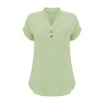 thumbnail image 4 of T-Shirts Femmes Plus Mode Décontractée Col en V Boutonné Manches Courtes avec Poches - Hontri, 4 of 5