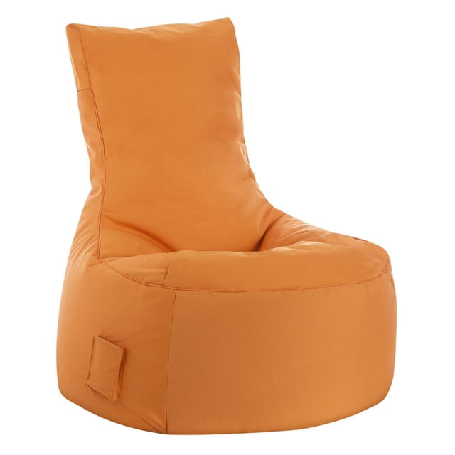 Gouchee Home Swing Brava Orange Bean Bag Chair with tall backrest and rounded base, upholstered in durable orange water-repellent polyester oxford fabric filled with polystyrene beads, lightweight and portable seating ideal for kids' rooms.