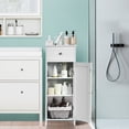 thumbnail image 3 of Costway Bathroom Floor Cabinet Wooden Storage Organizer Free-Standing w/ Drawer & Shelf, 3 of 10