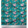 thumbnail image 1 of Soimoi Poly Georgette Fabric Hummingbird,Leaves & Rose Floral Decor Fabric Printed Yard 42 Inch Wide, 1 of 3