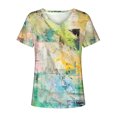 thumbnail image 4 of Hauts d'Été Grande Taille pour Femmes Chic Femmes Blouse d'Été Imprimée T-Shirts Décontractés Col en V Manches Courtes T-Shirts Hauts Col en V T-Shirt Femmes en Liquidation, 4 of 5