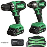 Metabo HPT 18V MultiVolt Hammer Drill and Impact Driver Combo Kit | Cordless | 2-2.0Ah Li-Ion Batteries w/Fuel Gauge | Lifetime Tool Warranty | KC18DFX