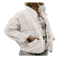 thumbnail image 1 of Women Stand Collar Quilted Jackets Long Sleeve Solid Color Full Zip Padded Jackets, 1 of 5