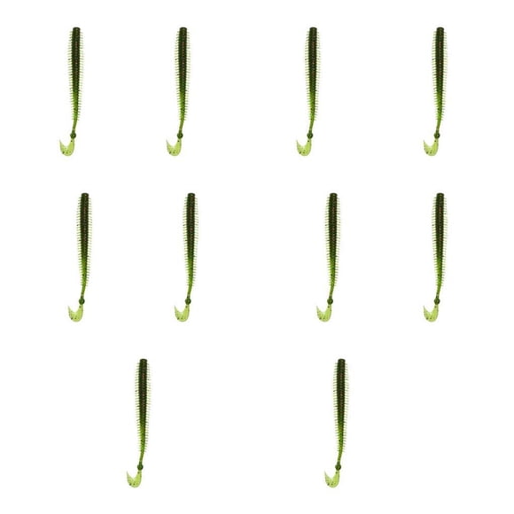 10 Pcs Leurres de Pêche Artificiels Souples 90 mm Leurre de Pêche Leurre de Pêche Faux Appât Forme d'Insecte Équipement de Pêche en Mer 90 mm, Vert Foncé