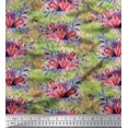 thumbnail image 1 of Soimoi Polyester Crepe Fabric Leaves & Tulip Flower Decor Fabric Printed Yard 42 Inch Wide, 1 of 3