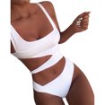 thumbnail image 2 of Neinkie Womens Scoop Neck Cutout Front Ruched Back High Cut Monokini One Piece Swimsuit, 2 of 7