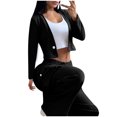 thumbnail image 5 of Timegard 2 Piece Sets for Women Long Sleeve V-Neck Button Cardigan Elastic Waist Cargo Pants Fall Trend Outfits, 5 of 5