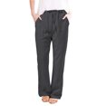 thumbnail image 1 of Timegard Womens Pants Plus Size Cotton Linen Straight Leg Elastic Waisted Drawstring Lounge Trousers, 1 of 5