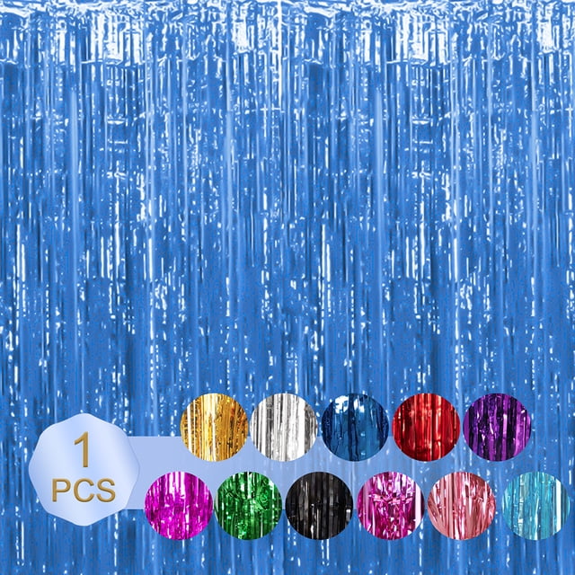 Langgg 6.5ft Fringe Curtain 0pcs Streamers Party Decorations Tinsel Curtain Backdrop Blue 6.5ft 1Set