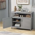 thumbnail image 2 of Costway Buffet de Cuisine Serveur Bahut Armoire de Rangement avec 2 Portes et Tablette Gris, 2 of 10