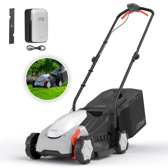 Litheli Tondeuse Électrique Sans Fil 20V, 14 Pouces, Moteur Sans Balais, Réglage de Hauteur à 5 Positions, avec Batterie 5,0ah, pour Pelouses et Jardins