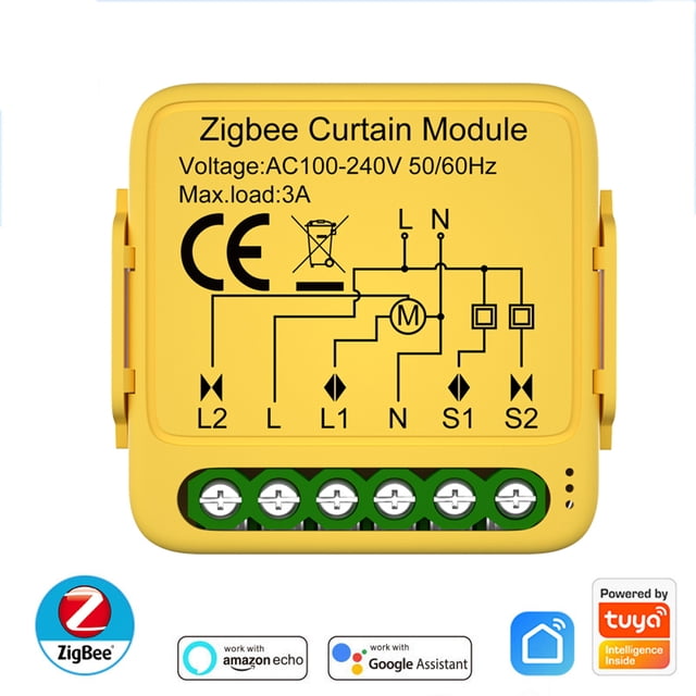 WIFI Intelligent Curtain Module Louver Switch Electric Motorized Curtain Roller Shutter Control Switch APP Remote Controls Compatible with and Assistant for Voice Control Gateways Needed
