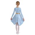 thumbnail image 2 of RUNQHUI Robe de Danse pour Filles Enfants Patchwork Métallique Ourlet Asymétrique Culte Église Bleu Clair 14, 2 of 7
