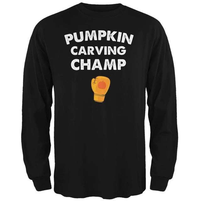 T-Shirt à Manches Longues Noir pour Adulte avec Motif de Citrouille d'Halloween