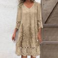 thumbnail image 1 of Ovzne Robes pour Femmes 2025 Robe pour Femme Mode pour Femmes Printemps/été Robe à Col en V Imprimée à Manches en Dentelle Robe de Printemps à Manches Longues Imprimée Liquidation, 1 of 6