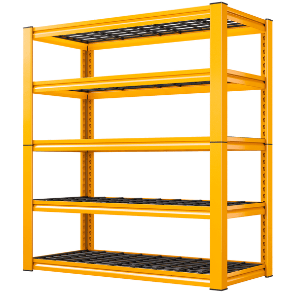 Exenoray Étagères de Garage à 5 Niveaux, 36 Pouces P x 16 Pouces L x 72 Pouces H Étagères Robustes, Unités d'Étagères Métalliques Ajustables pour Entrepôt sous-Sol, Orange