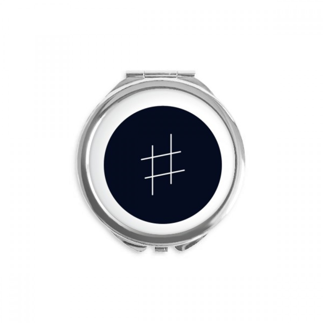 Miroir Compact à Main Noire Signature Musicale Blanche Rond Portable de Poche