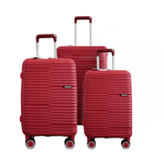 TRAVLR Elite 3-Piece (20"24"28") Expandable Lightweight Luggage Set with TSA Lock, Aluminum Trolley & Mute Wheels - Red