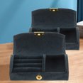 thumbnail image 3 of WASHWEPE Travel Size Jewelry Case Dark Blue Jewelry Organizer With Scratch Protection 1Set, 3 of 8