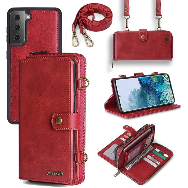 Compatible Galaxy S8 Wallet Case Flip Wallet Magnetic Detachable 2-in-1 Leather Card Holder (with 13 Card Slots) Kickstand Multifunctional Cross Body Wallet Phone case