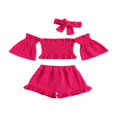 thumbnail image 2 of Manches Évasées à l'Épaule Tops Short Volant Bandeau Bowknot, 2 of 6