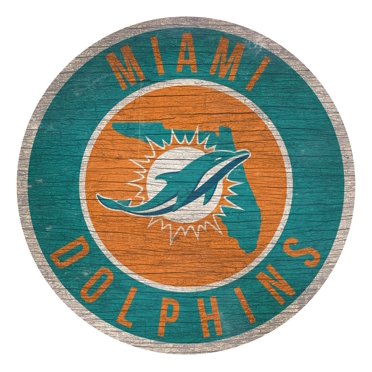 Miami Dolphins Sign Wood 12 Inch Round State Design
